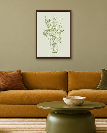 SENT Studio - Blooming Flowers Poster No. 5 - dark oak frame in a room