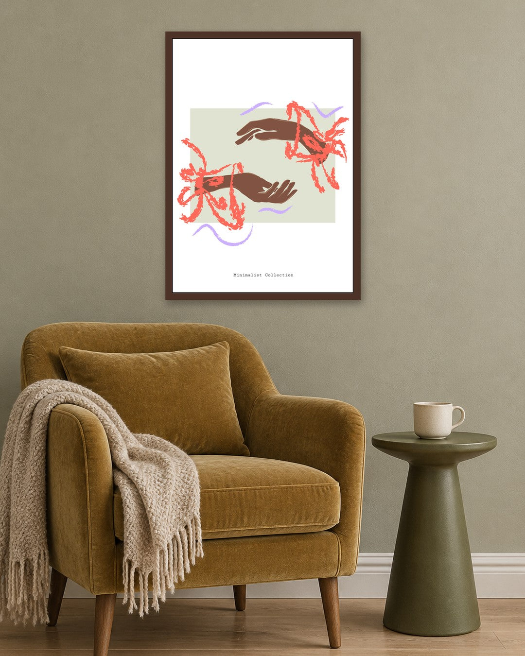 SENT Studio - Blooming Flowers Poster No. 44 - dark oak frame in a room