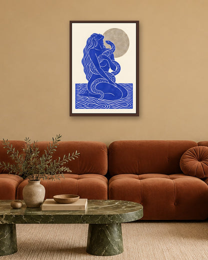Yavr Johanssen - Moonlit Serpent Embrace - dark oak frame in a room
