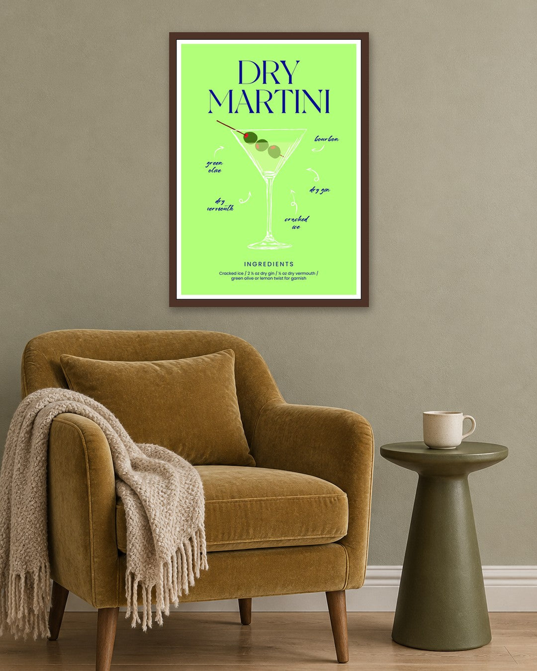 SENT Studio - Cocktail Poster No. 50 - dark oak frame in a room