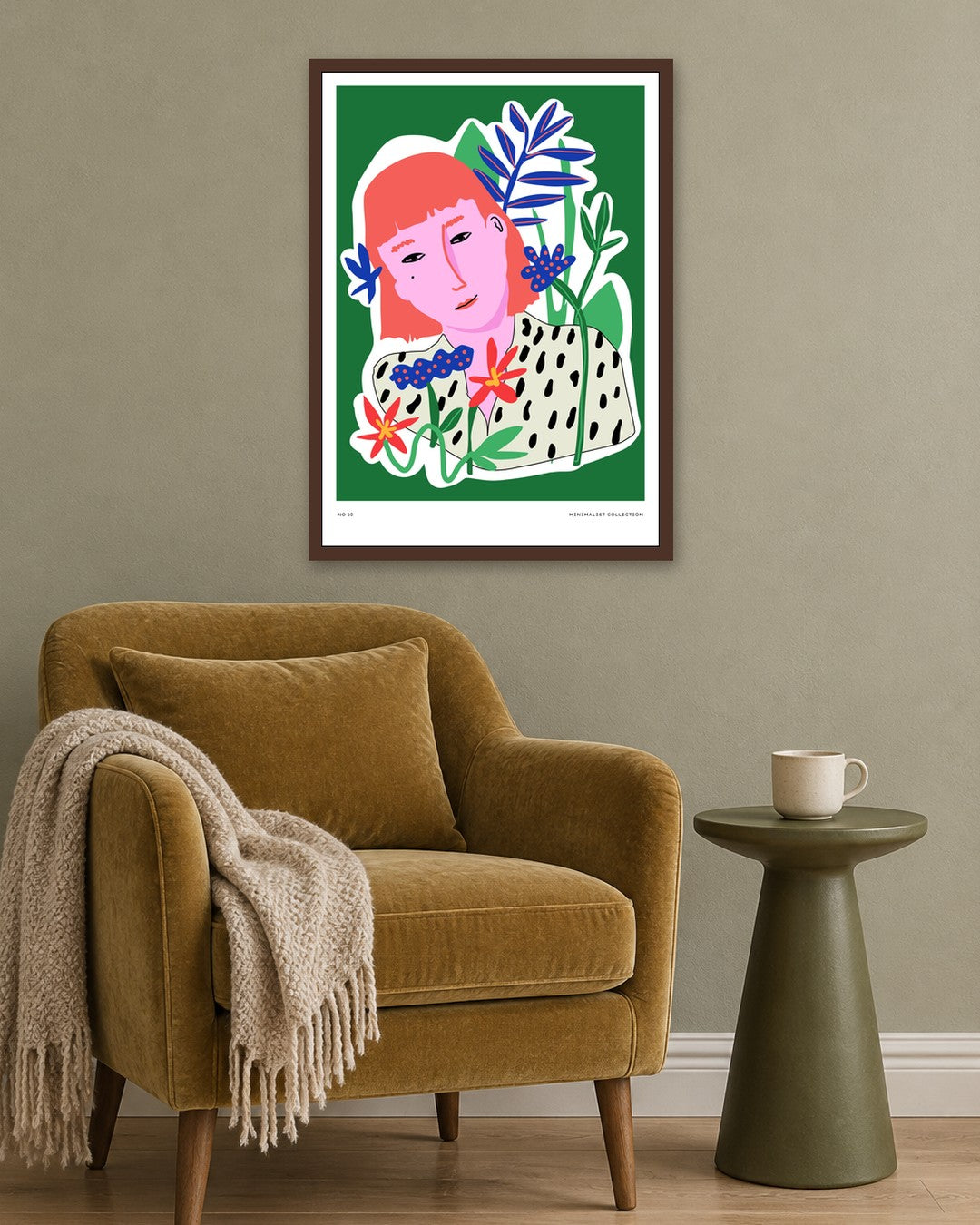SENT Studio - Aesthetic Poster No. 10 - dark oak frame in a room