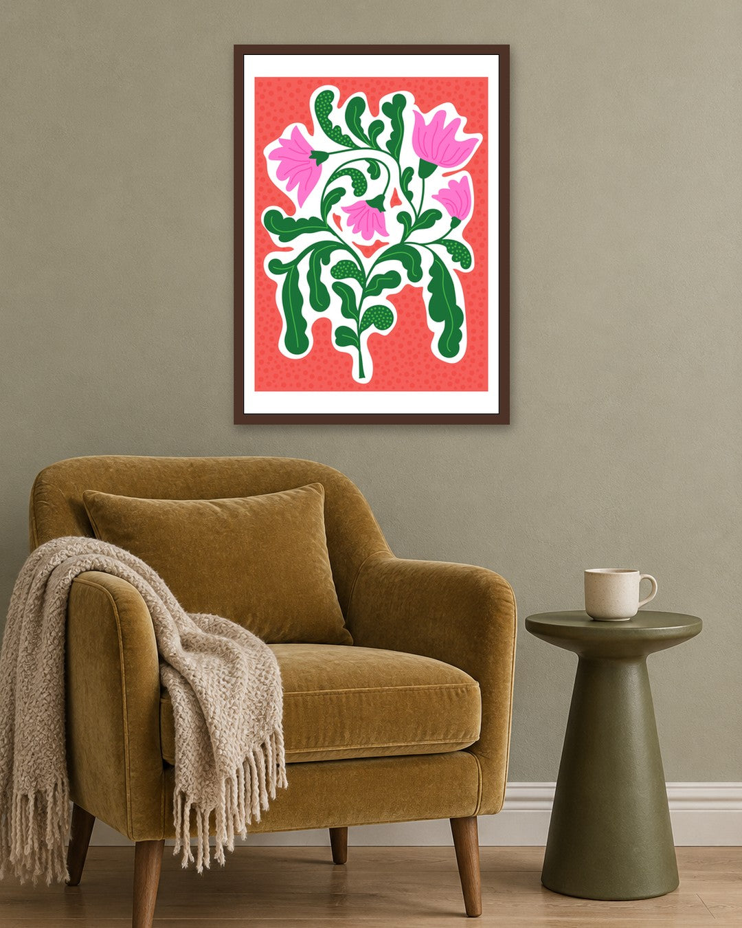 SENT Studio - Aesthetic Poster No. 34 - dark oak frame in a room