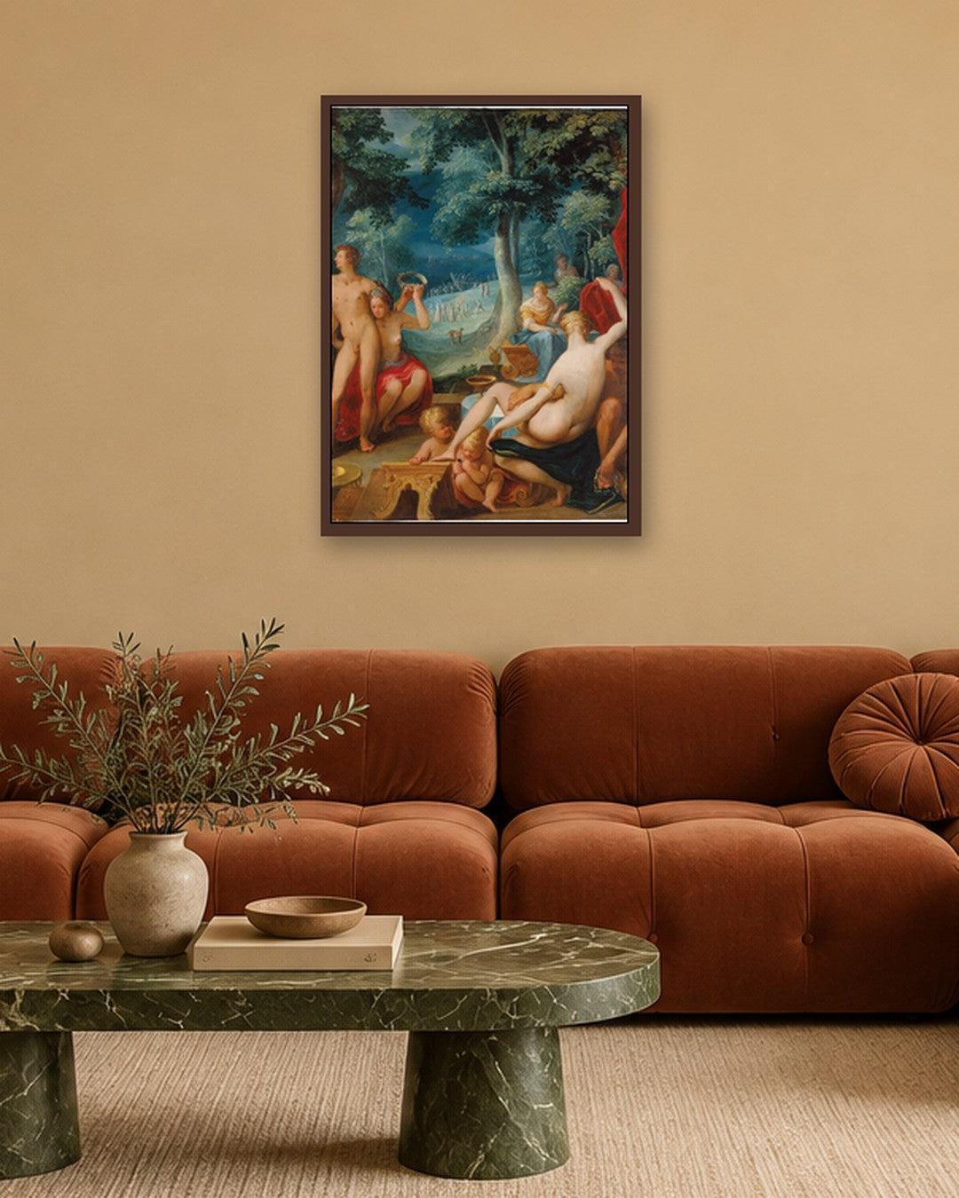 Renaissance Masters - Feast in the Garden - dark oak frame in a room
