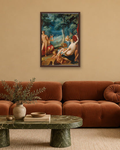 Renaissance Masters - Feast in the Garden - dark oak frame in a room