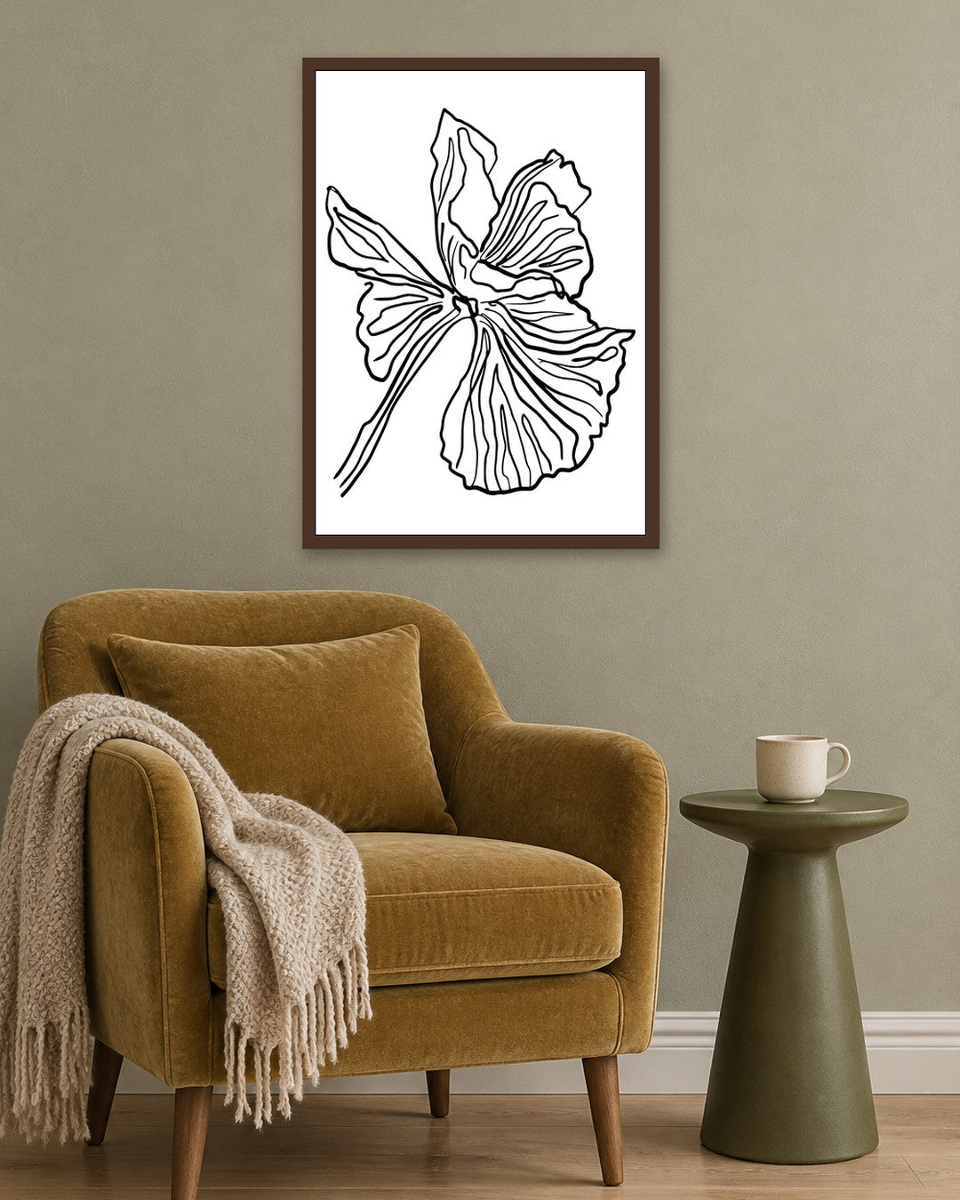 SENT Studio - Blooming Flowers Poster No. 26 - dark oak frame in a room