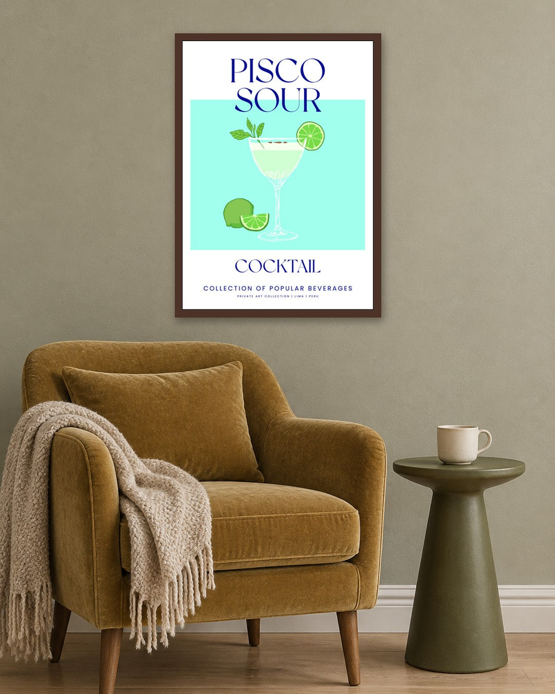SENT Studio - Cocktail Poster No. 18 - dark oak frame in a room