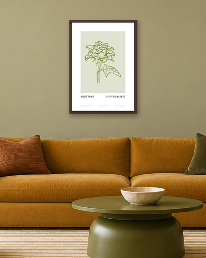SENT Studio - Blooming Flowers Poster No. 42 - dark oak frame in a room