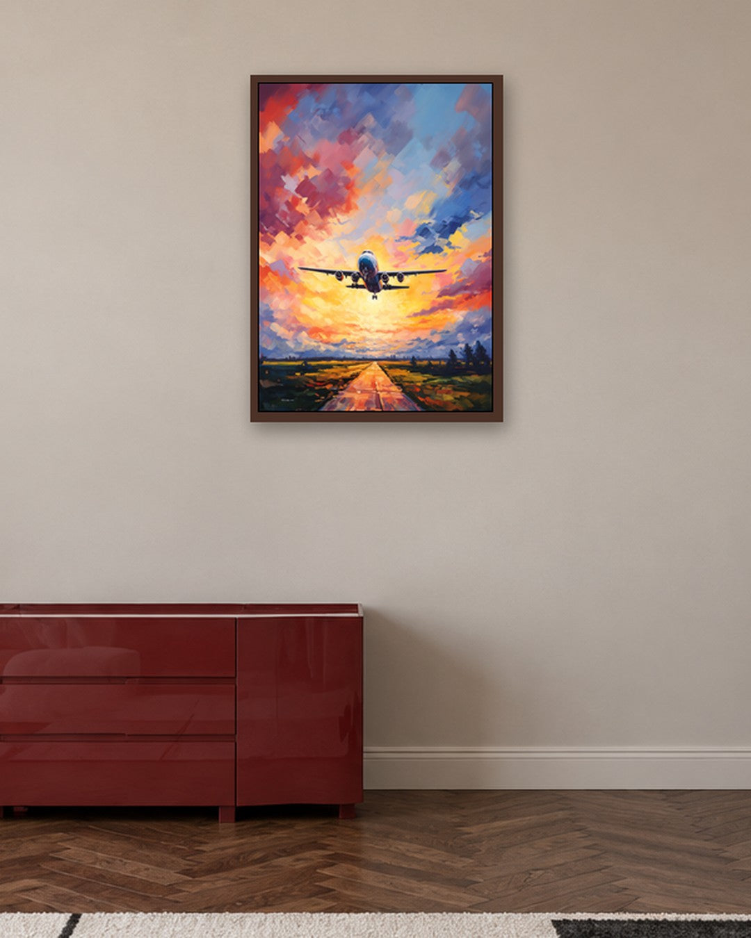 SENT Studio - Sunset Flight - dark oak frame in a room