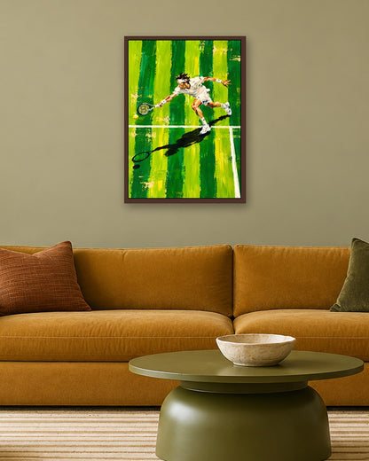 John Smart - Grass Court - dark oak frame in a room