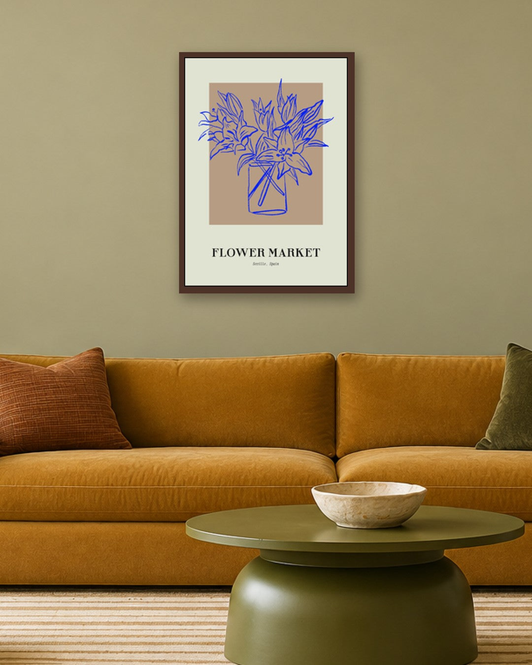 SENT Studio - Blooming Flowers Poster No. 59 - dark oak frame in a room