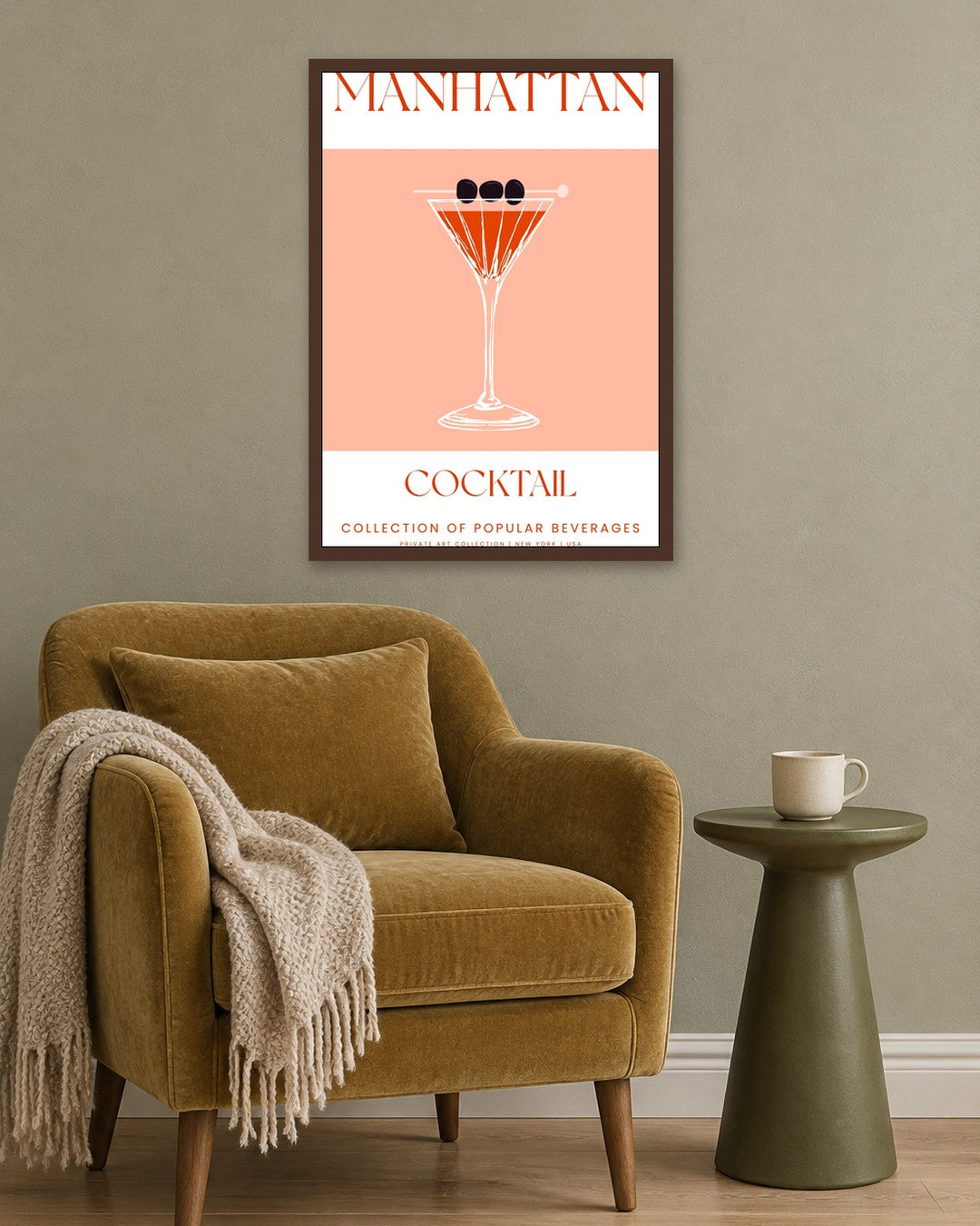 SENT Studio - Cocktail Poster No. 11 - dark oak frame in a room