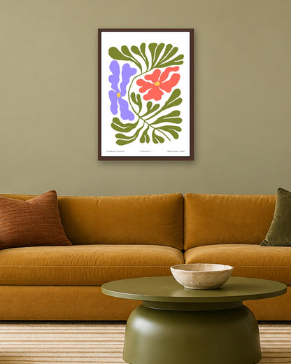 SENT Studio - Blooming Flowers Poster No. 47 - dark oak frame in a room