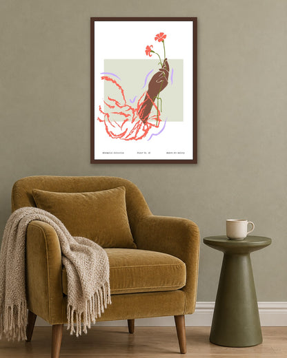 SENT Studio - Blooming Flowers Poster No. 49 - dark oak frame in a room