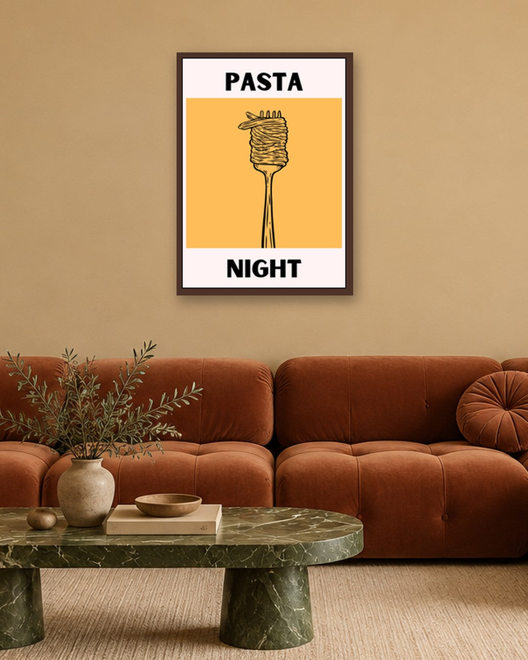 Pasta Night - dark oak frame in a room