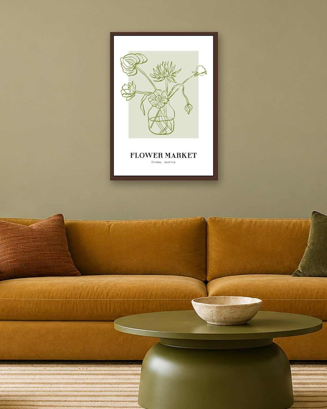 SENT Studio - Blooming Flowers Poster No. 35 - dark oak frame in a room