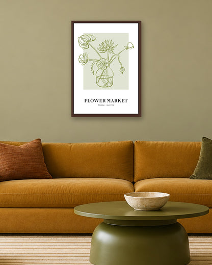 SENT Studio - Blooming Flowers Poster No. 35 - dark oak frame in a room