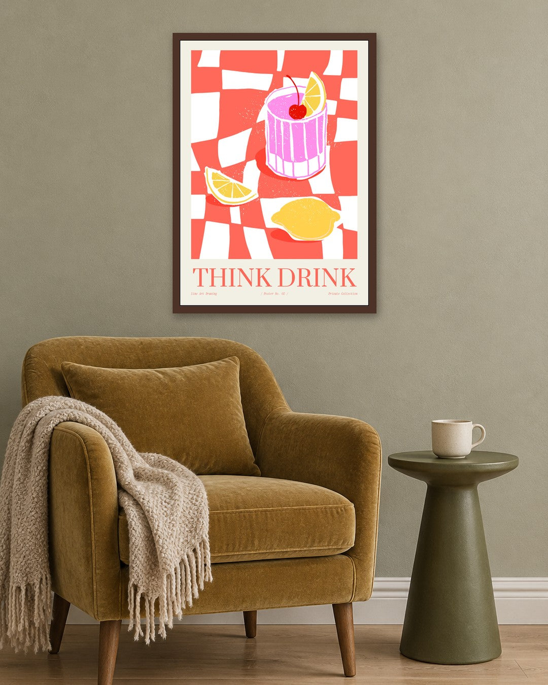 SENT Studio - Cravings Poster No. 2 - dark oak frame in a room