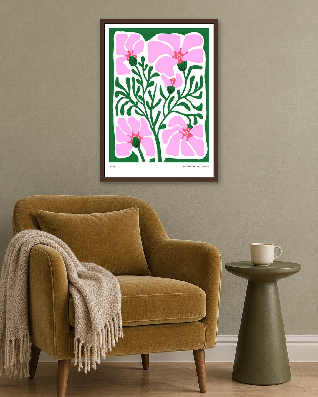 SENT Studio - Aesthetic Poster No. 3 - dark oak frame in a room