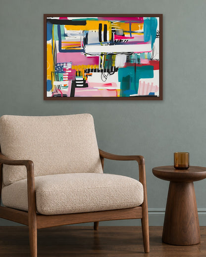SENT Studio - Abstract Collage No. 39 - dark oak frame in a room