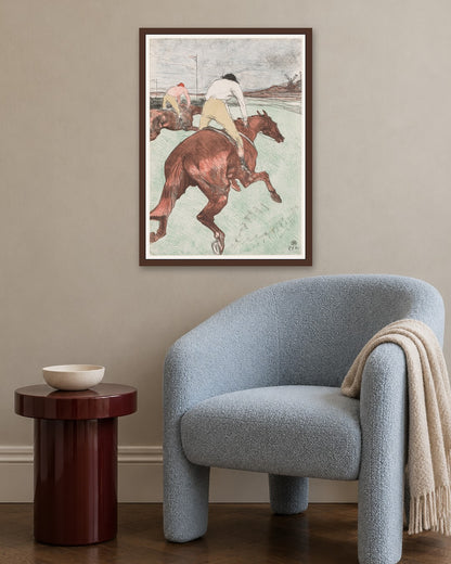 Henri de Toulouse-Lautrec - The Jockey - dark oak frame in a room