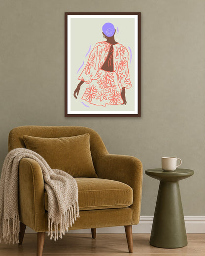 SENT Studio - Blooming Flowers Poster No. 38 - dark oak frame in a room