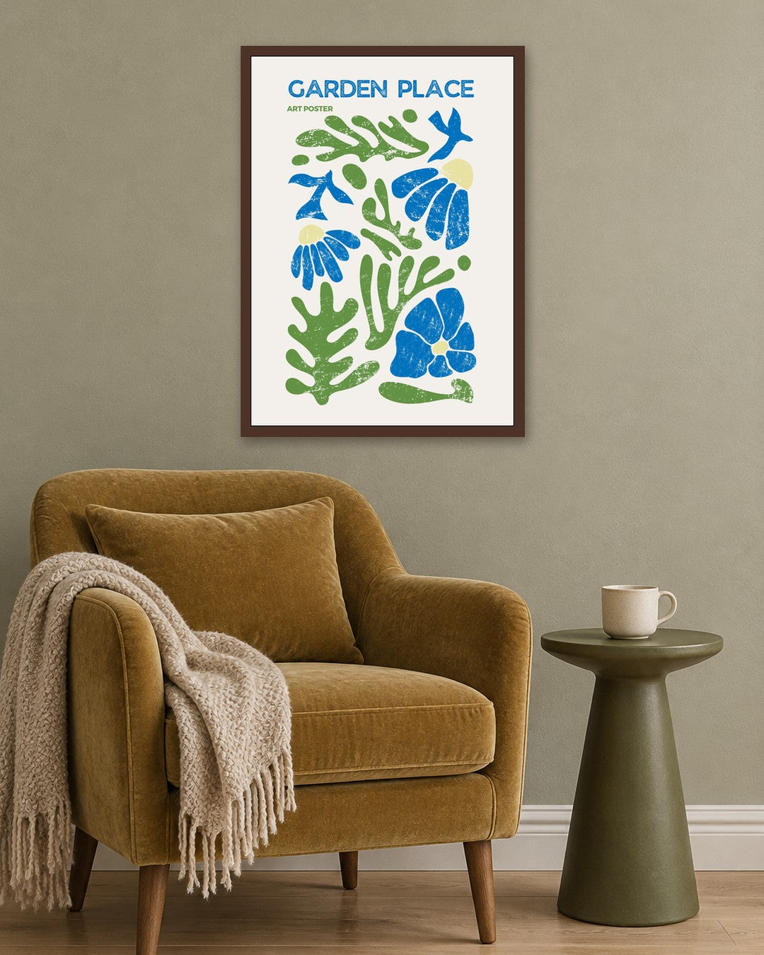 Garden Place - dark oak frame in a room