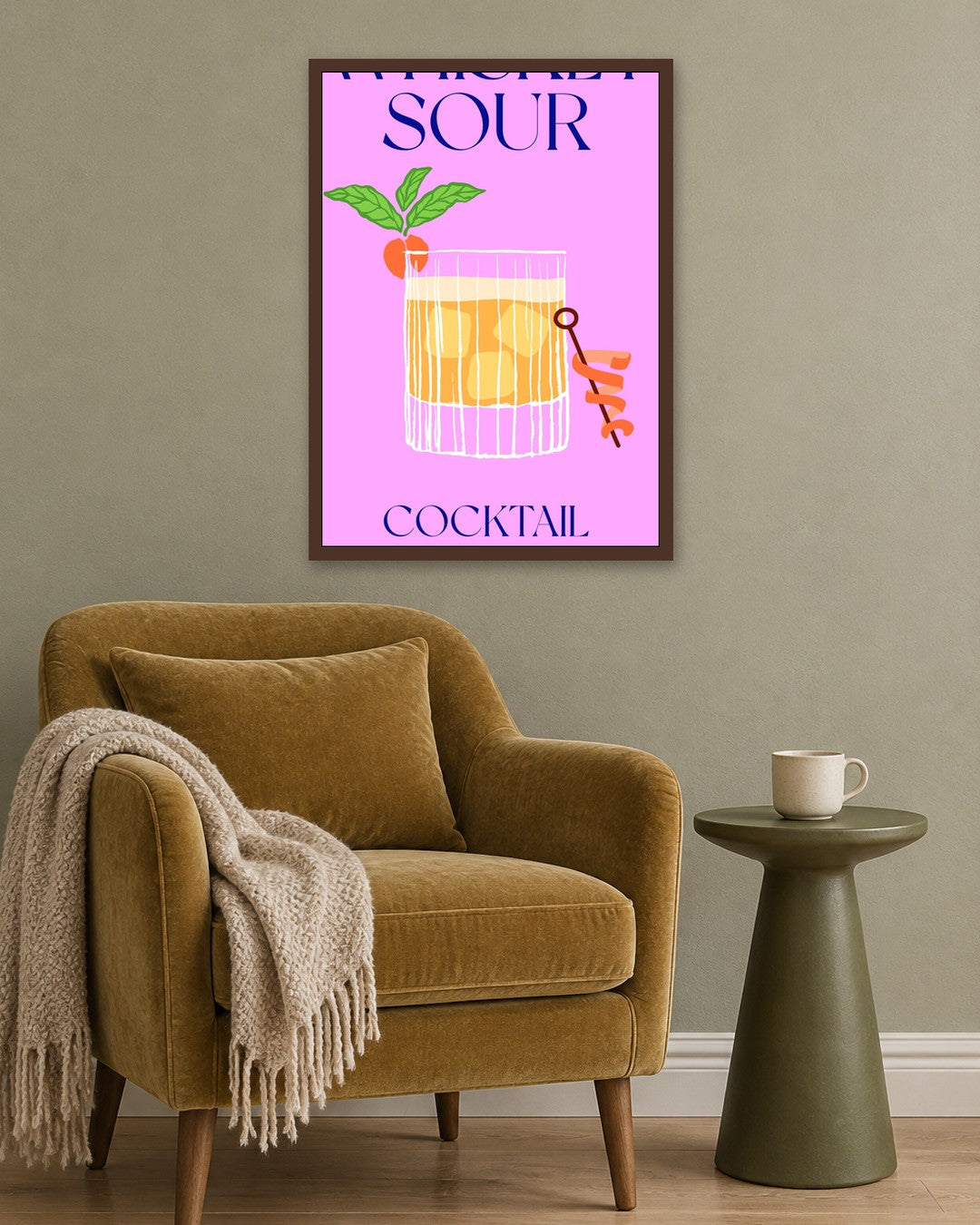 SENT Studio - Cocktail Poster No. 21 - dark oak frame in a room