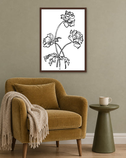 SENT Studio - Blooming Flowers Poster No. 10 - dark oak frame in a room