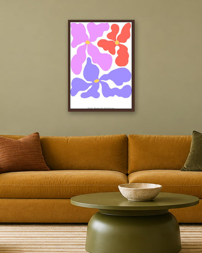 SENT Studio - Blooming Flowers Poster No. 30 - dark oak frame in a room