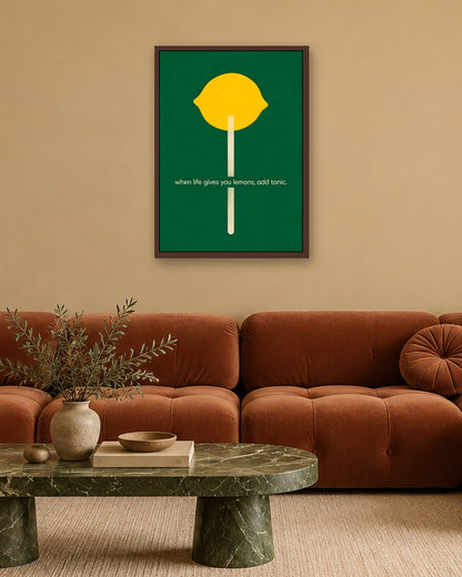 Felicity Hastings - Lemon Tonic - dark oak frame in a room