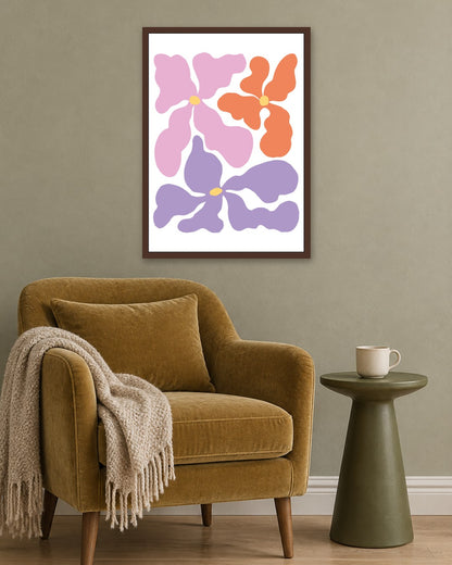 SENT Studio - Blooming Flowers Poster No. 39 - dark oak frame in a room