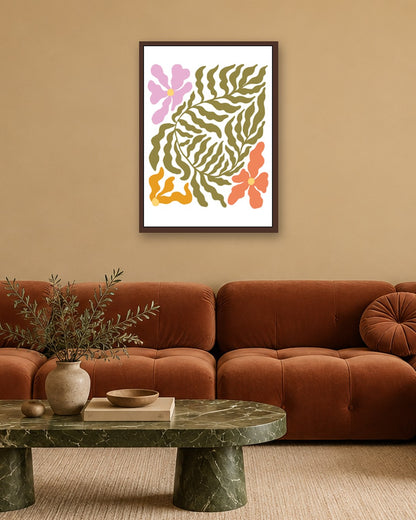 SENT Studio - Blooming Flowers Poster No. 37 - dark oak frame in a room