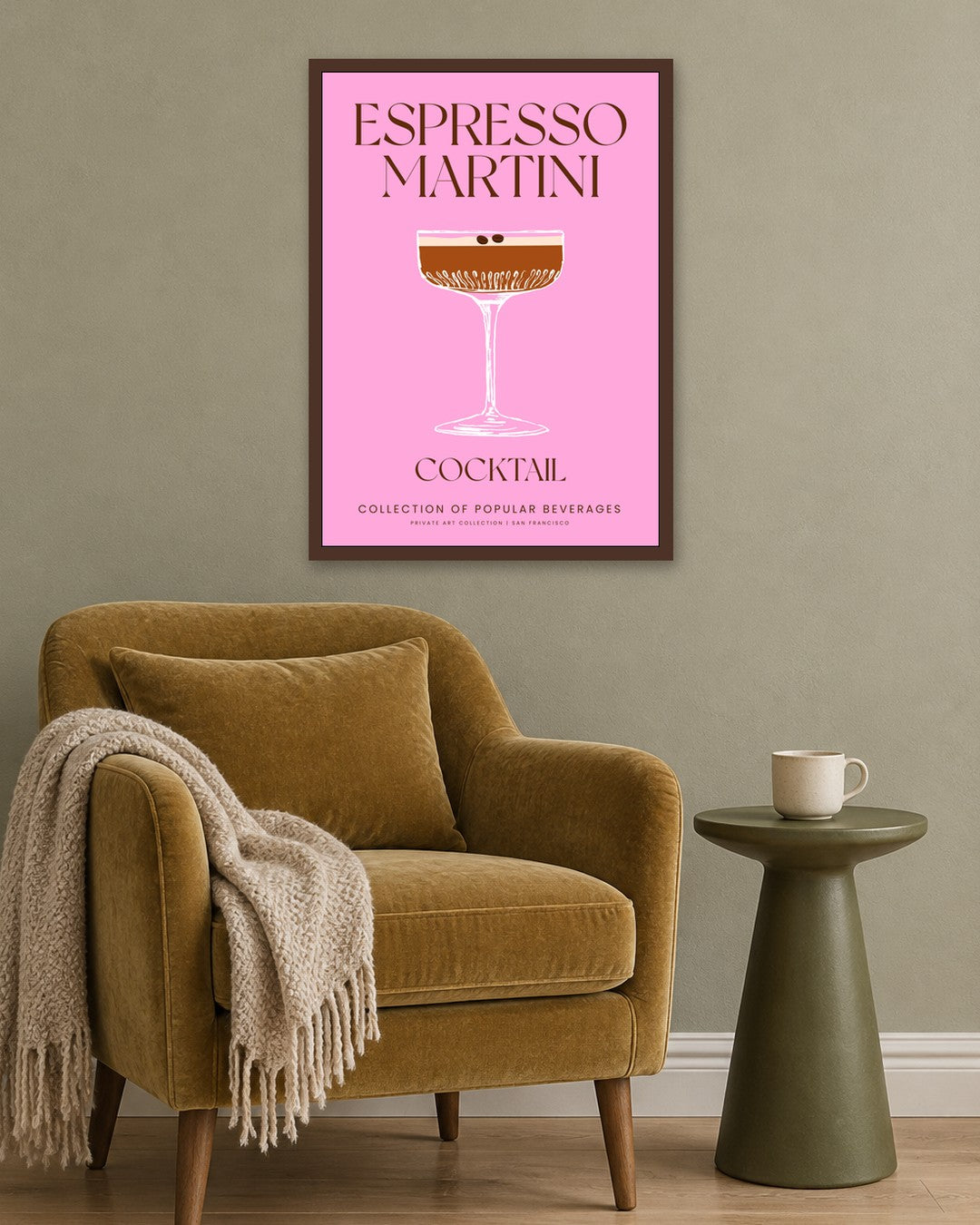 SENT Studio - Cocktail Poster No. 8 - dark oak frame in a room