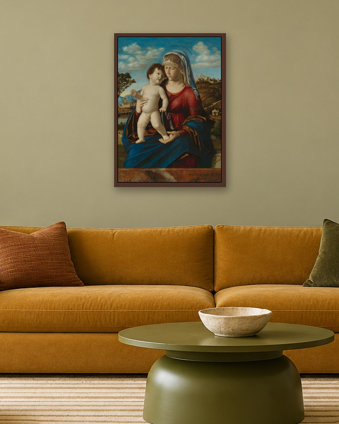 Renaissance Masters - Madonna and Child - dark oak frame in a room