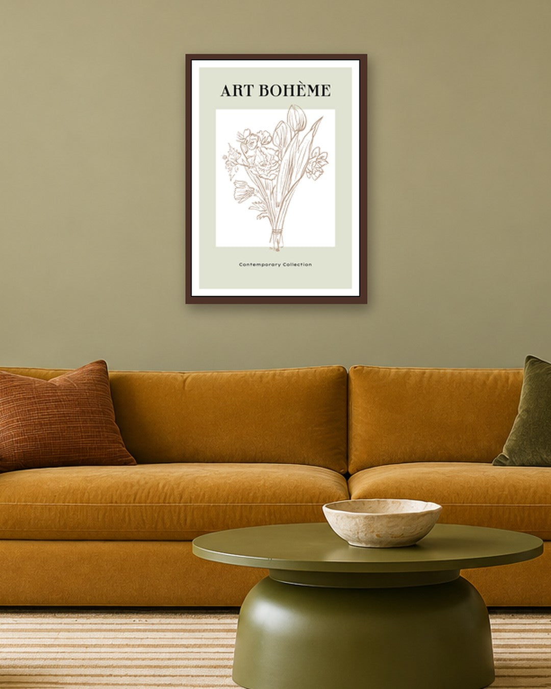 SENT Studio - Blooming Flowers Poster No. 39 - dark oak frame in a room