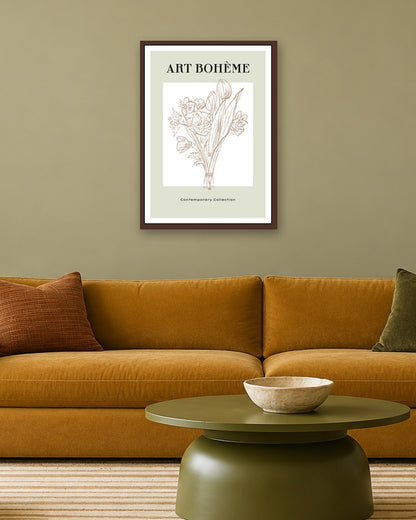 SENT Studio - Blooming Flowers Poster No. 39 - dark oak frame in a room