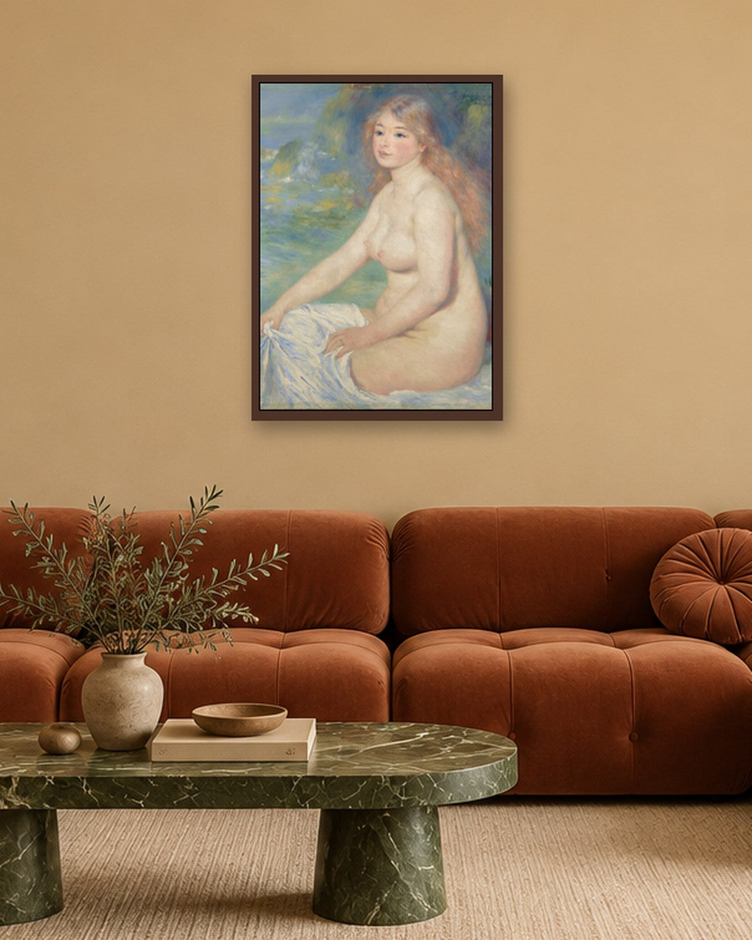 Pierre-Auguste Renoir - Seated Bather - dark oak frame in a room