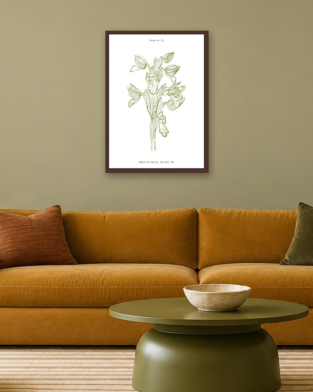 SENT Studio - Blooming Flowers Poster No. 25 - dark oak frame in a room