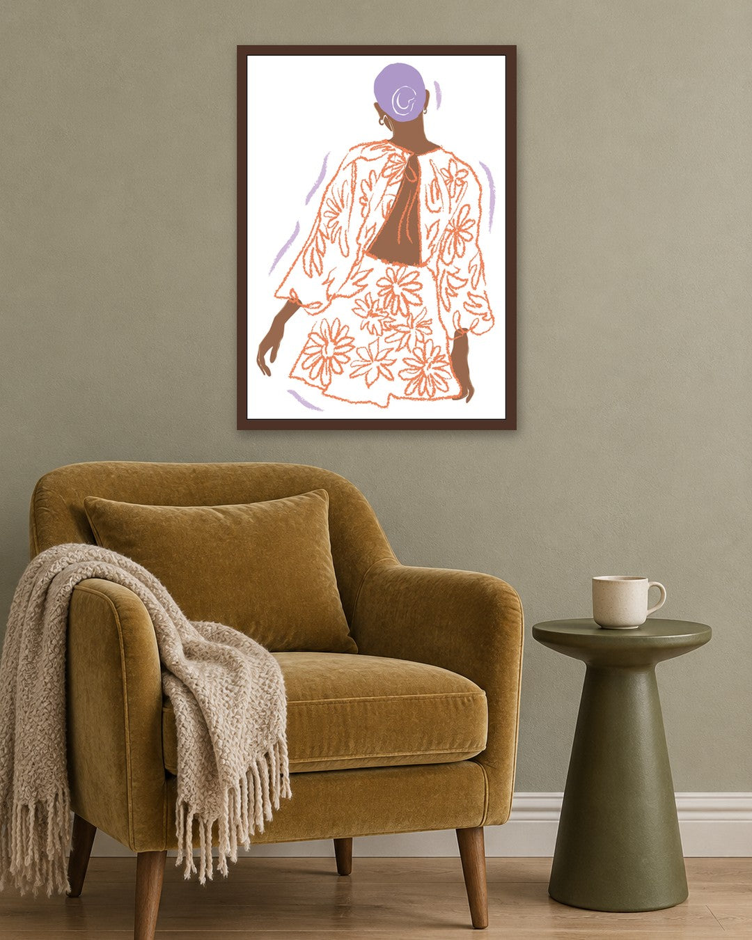 SENT Studio - Blooming Flowers Poster No. 55 - dark oak frame in a room