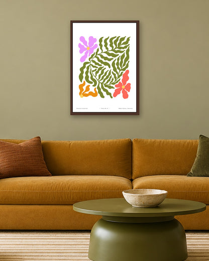 SENT Studio - Blooming Flowers Poster No. 34 - dark oak frame in a room