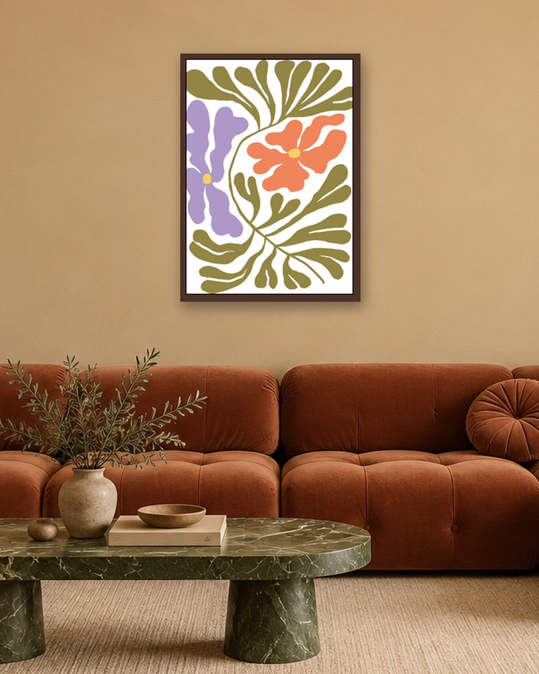 SENT Studio - Blooming Flowers Poster No. 46 - dark oak frame in a room