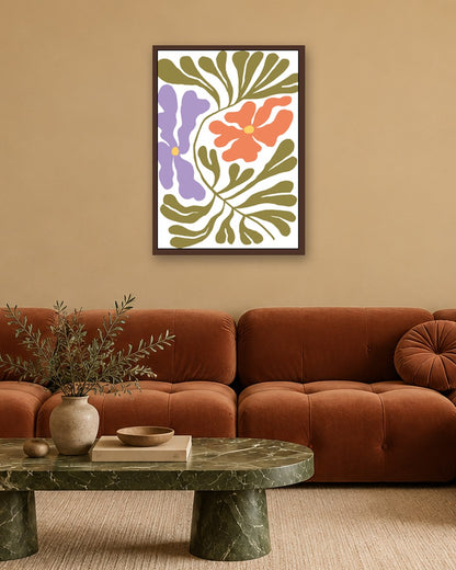 SENT Studio - Blooming Flowers Poster No. 46 - dark oak frame in a room