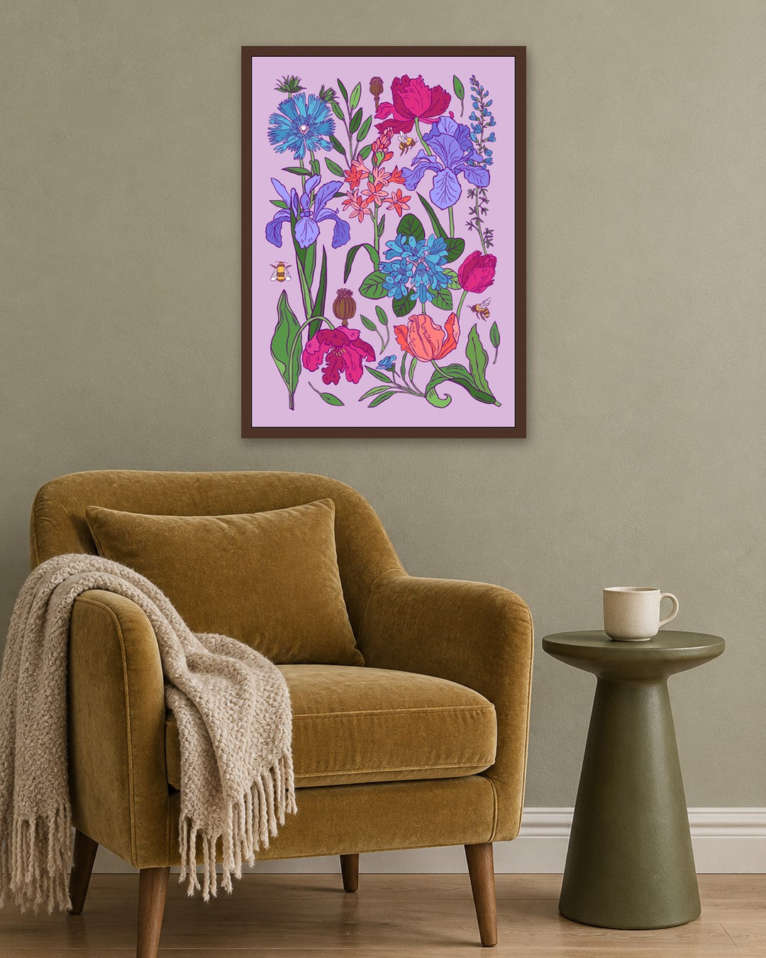 SENT Studio - Flower Poster No. 2 - dark oak frame in a room