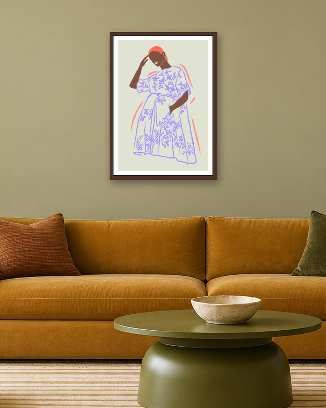 SENT Studio - Blooming Flowers Poster No. 22 - dark oak frame in a room