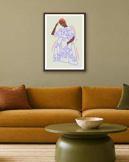 SENT Studio - Blooming Flowers Poster No. 22 - dark oak frame in a room
