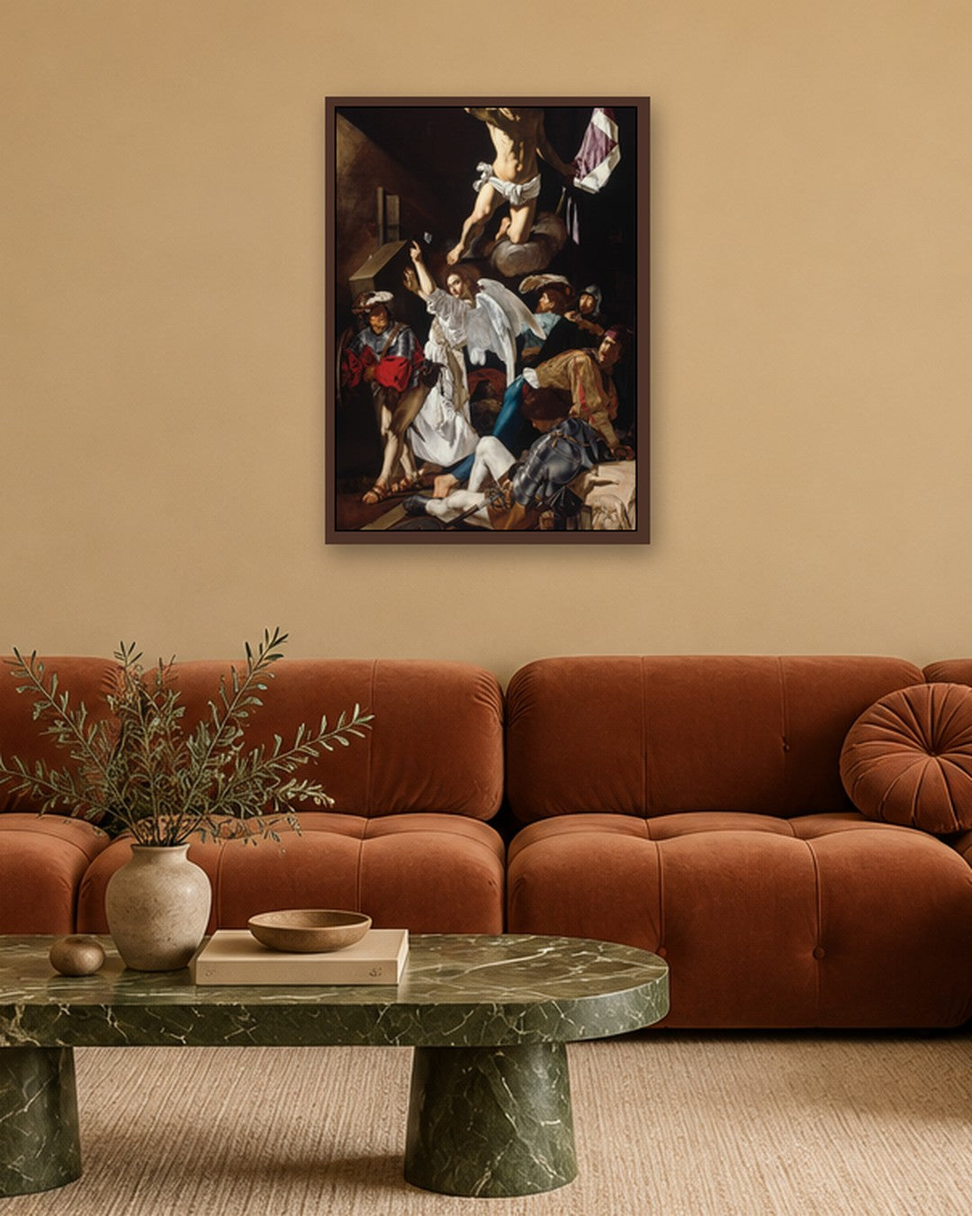 Renaissance Masters - The Resurrection - dark oak frame in a room