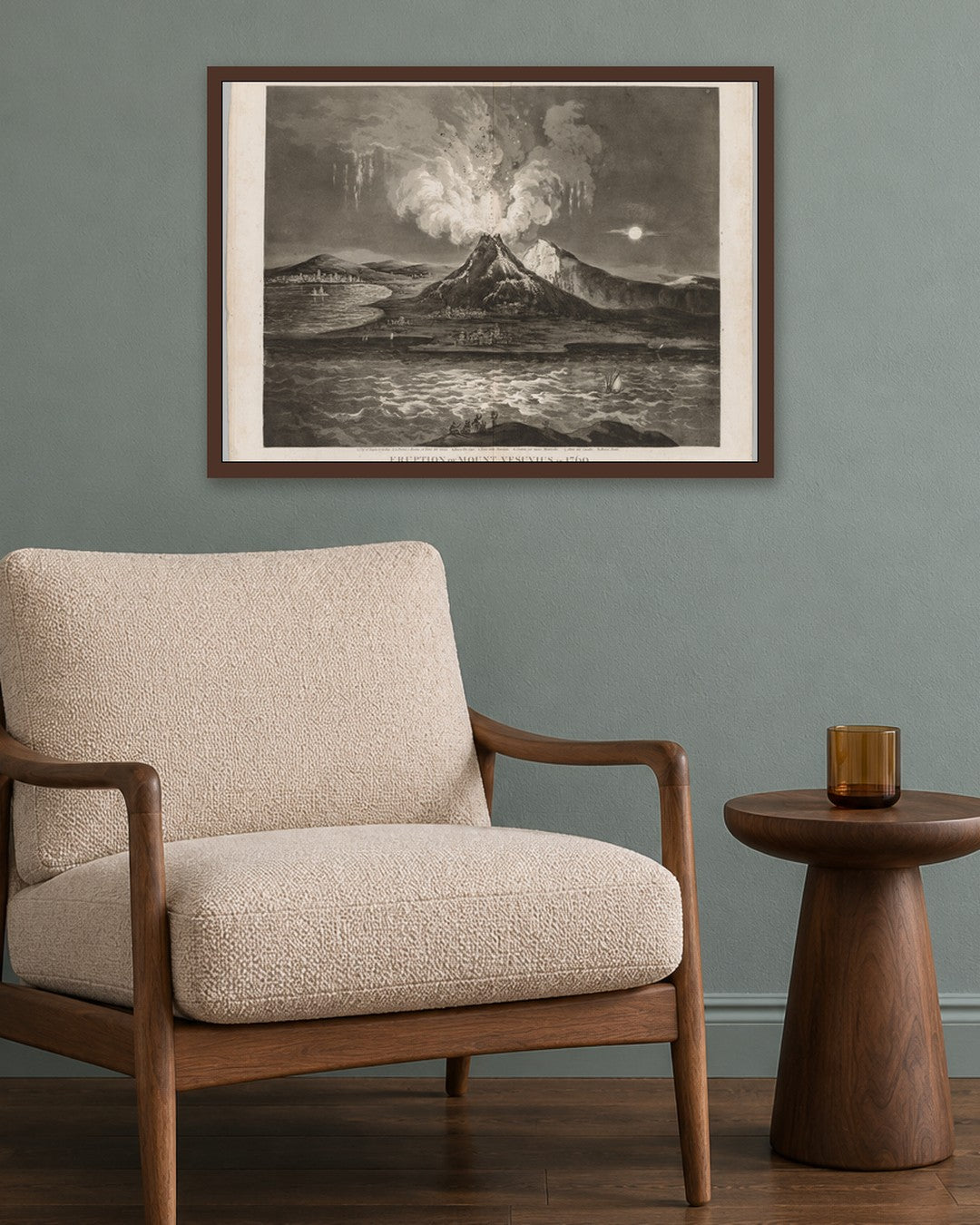 Thomas Sutherland - Eruption of Mount Vesuvius in 1769 - dark oak frame in a room