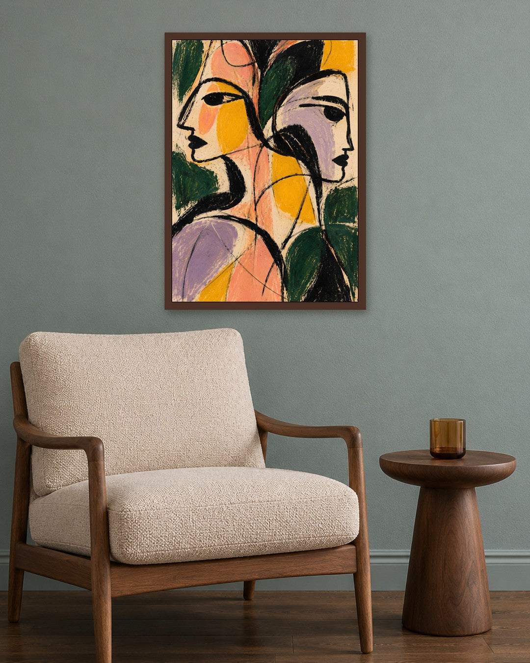 Faris Mcgee - A Detailed Close Up Abstract Expressionist Painti - dark oak frame in a room