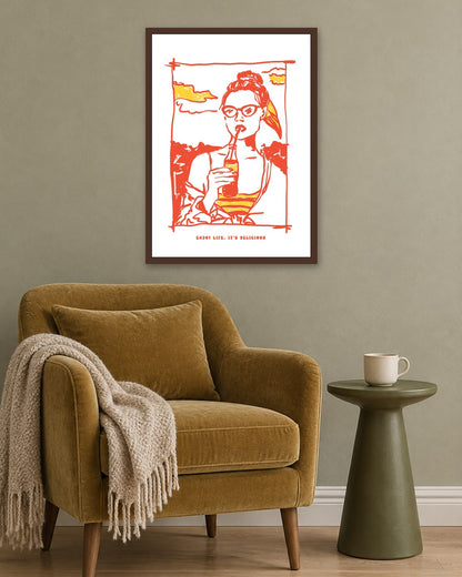 SENT Studio - Cravings Poster No. 60 - dark oak frame in a room