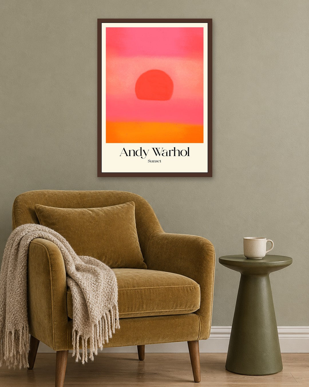 SENT Studio - Sunset Blush - dark oak frame in a room